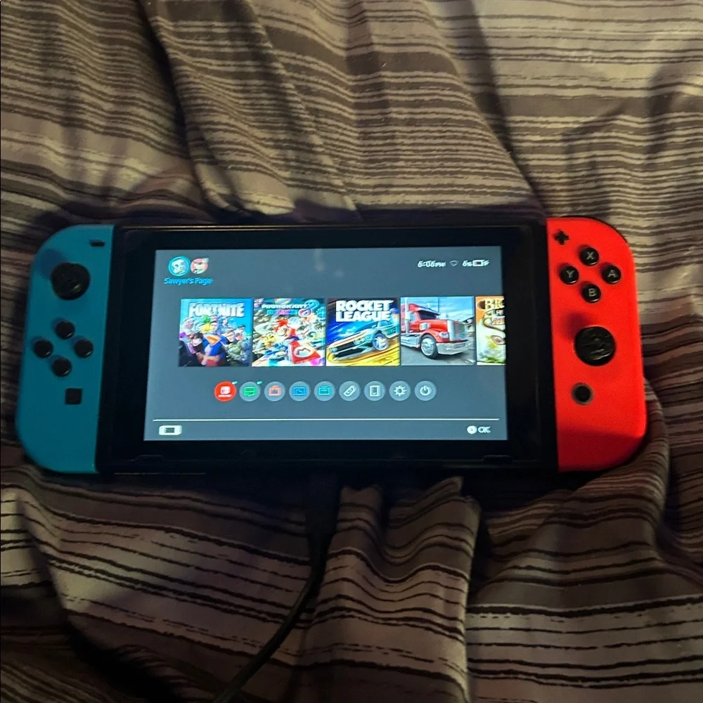 Nintendo Switch with Blue and Red Joy-Con Controllers